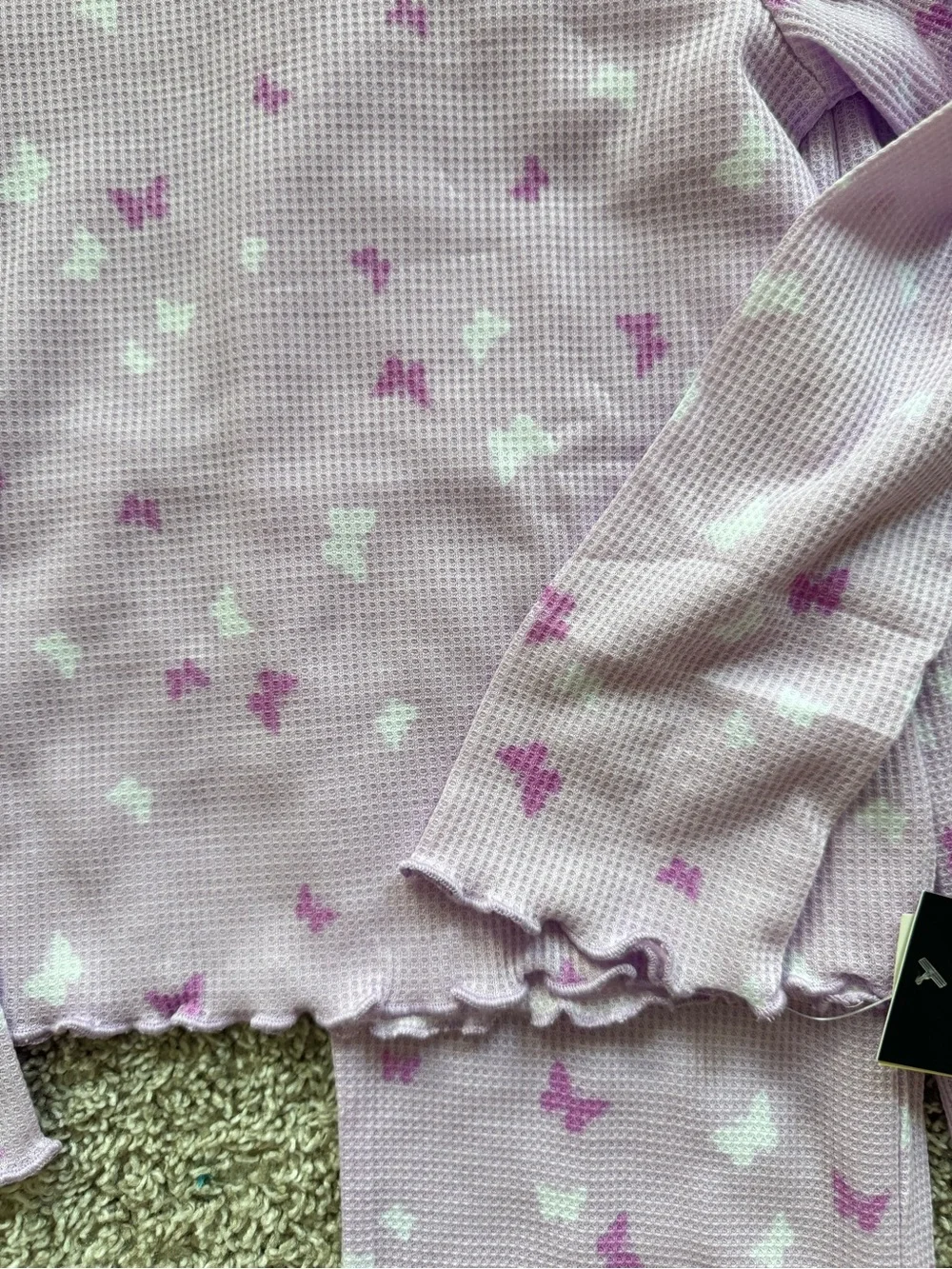 Cuddl Duds Girls Pajama Set Size 6-7 Pink Butterfly Thermal Set NWT